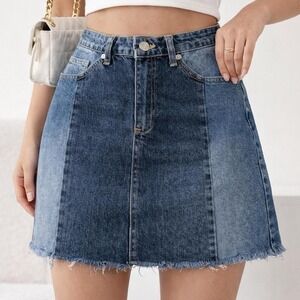 BDG Urban Outfitters Patchwork Denim Mini Skirt Small Raw Hem Y2K